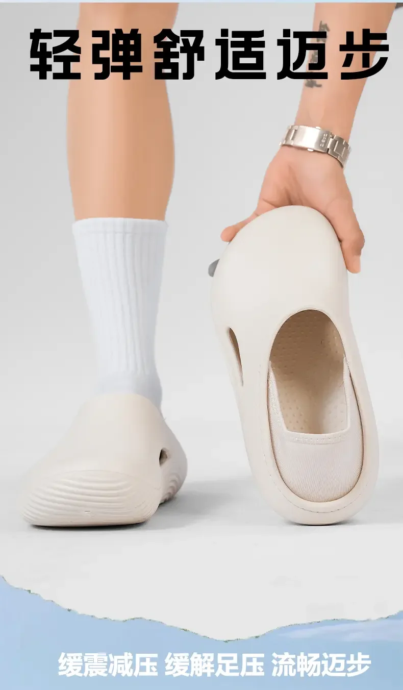 Men Slippers WaterProof Anti Skid Chef Shoe Breathable Slip on Casual Home Slippers Lightweight Beach Sandals Male Garden Clogs