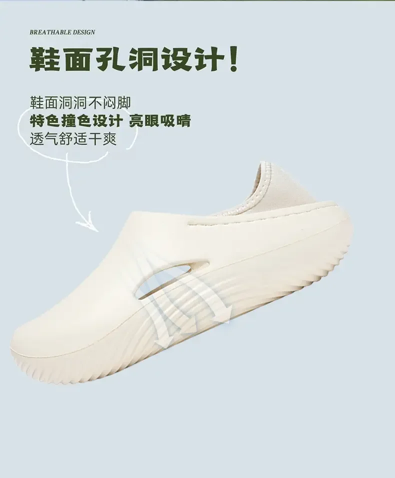 Men Slippers WaterProof Anti Skid Chef Shoe Breathable Slip on Casual Home Slippers Lightweight Beach Sandals Male Garden Clogs