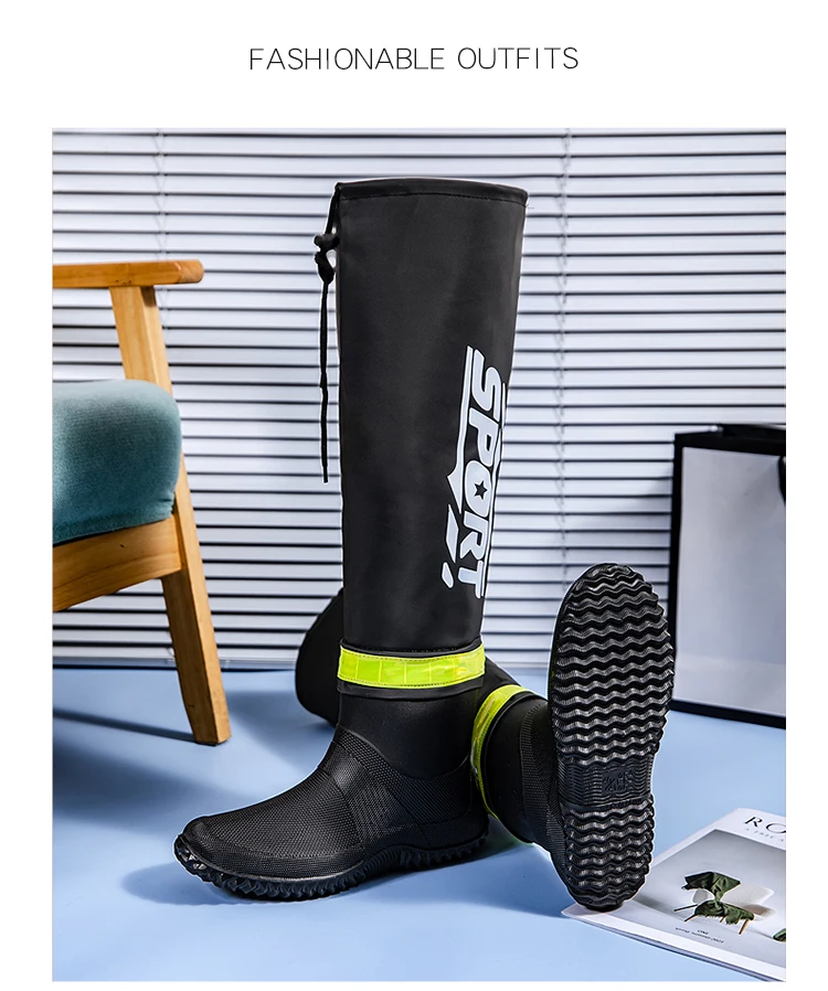Men's Rain Boots Fashion High-Top Rain Boots For Outer Wear Long-Tube Waterproof And Non-Slip Couple Style Outdoor Fishing Boots