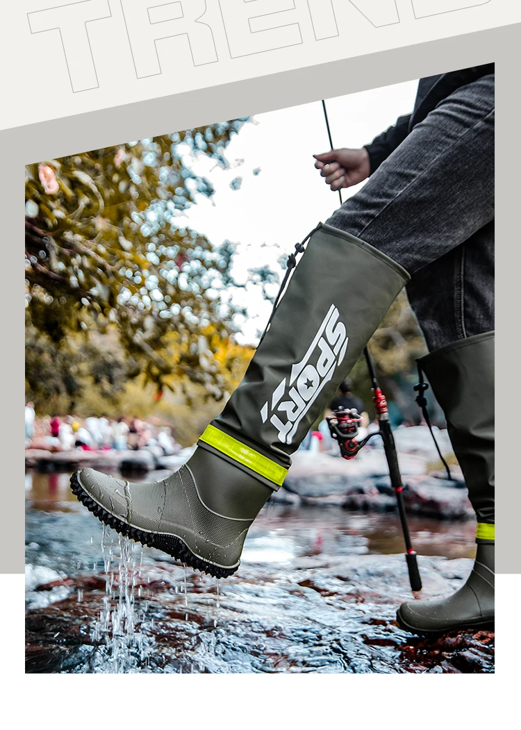 Men's Rain Boots Fashion High-Top Rain Boots For Outer Wear Long-Tube Waterproof And Non-Slip Couple Style Outdoor Fishing Boots