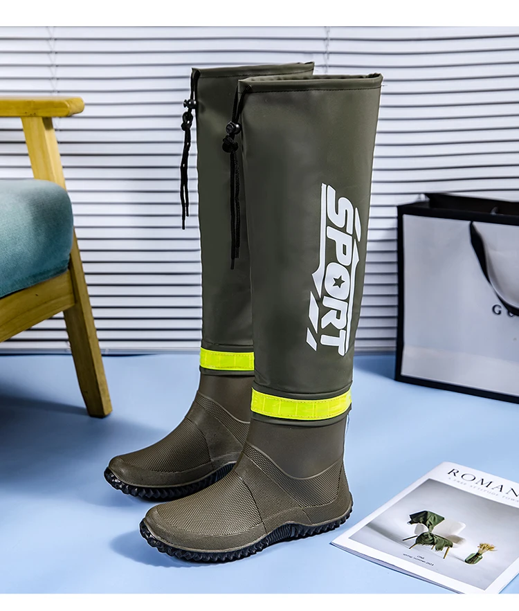 Men's Rain Boots Fashion High-Top Rain Boots For Outer Wear Long-Tube Waterproof And Non-Slip Couple Style Outdoor Fishing Boots