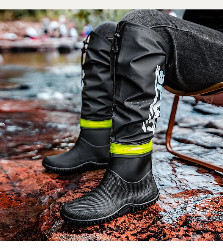 Men's Rain Boots Fashion High-Top Rain Boots For Outer Wear Long-Tube Waterproof And Non-Slip Couple Style Outdoor Fishing Boots