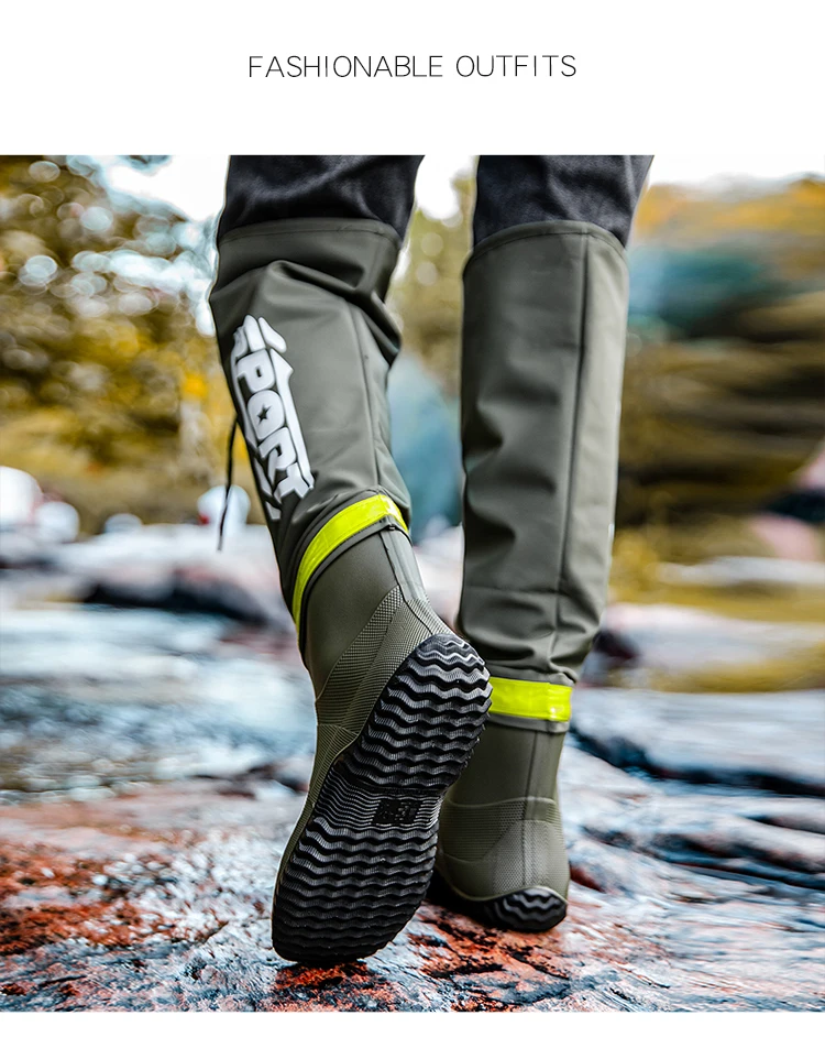 Men's Rain Boots Fashion High-Top Rain Boots For Outer Wear Long-Tube Waterproof And Non-Slip Couple Style Outdoor Fishing Boots