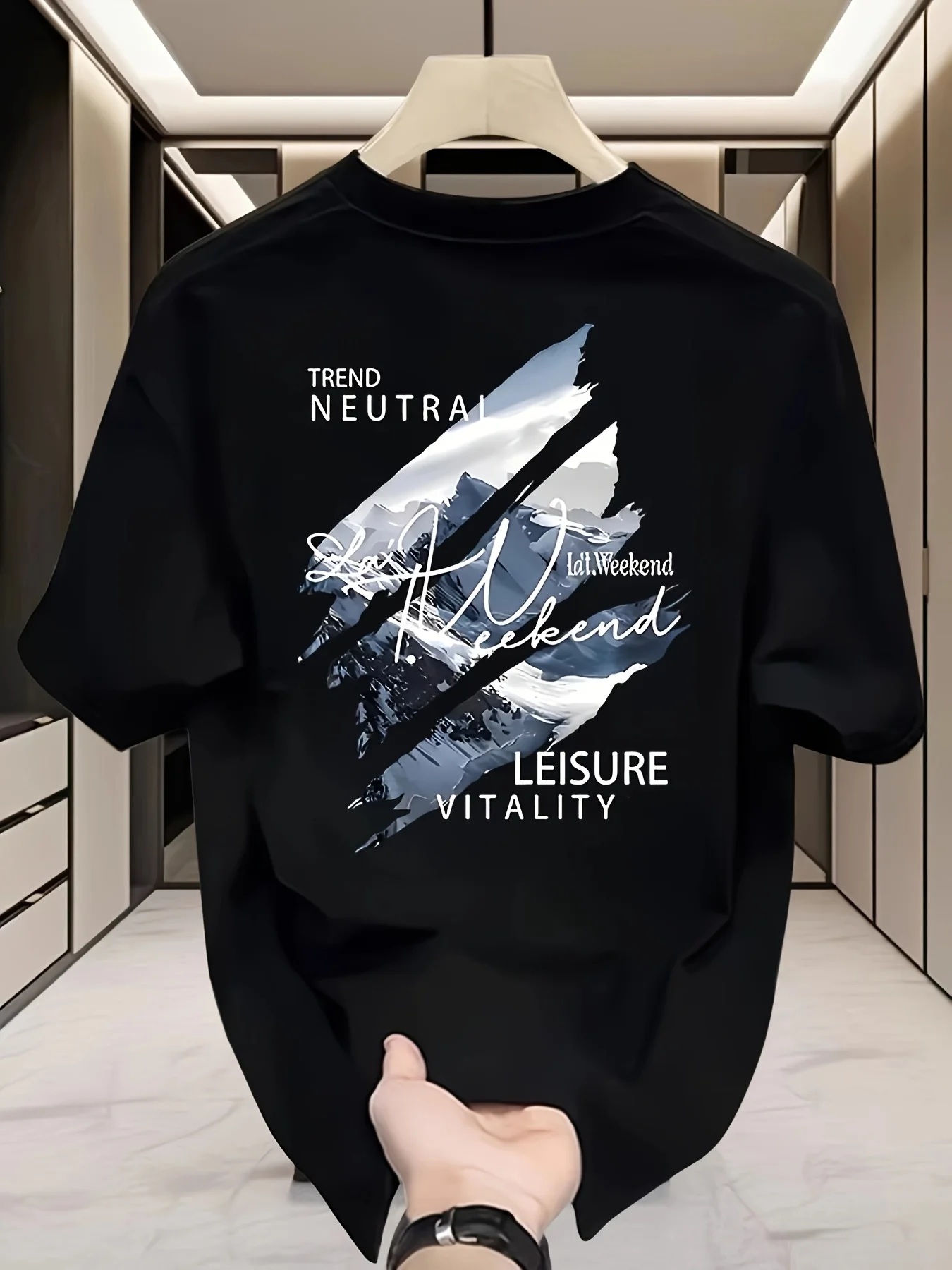 New 100% Cotton Men's T-Shirt With Summer Street Style Pattern Print. Suitable for Casual Combination With Short-Sleeved Tops.