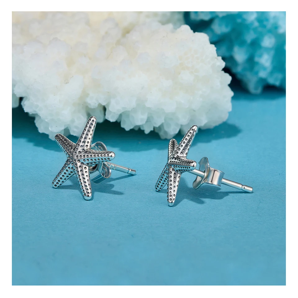 WOSTU 14K Gold Plated Starfish Earrings with 925 Silver Needle, Ocean Stud Earrings for Women Hypoallergenic & Durable Jewelry