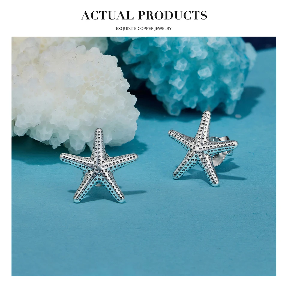 WOSTU 14K Gold Plated Starfish Earrings with 925 Silver Needle, Ocean Stud Earrings for Women Hypoallergenic & Durable Jewelry