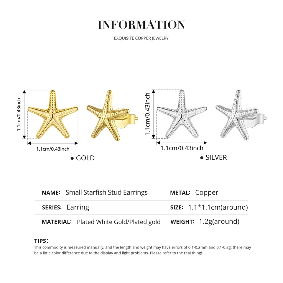 WOSTU 14K Gold Plated Starfish Earrings with 925 Silver Needle, Ocean Stud Earrings for Women Hypoallergenic & Durable Jewelry