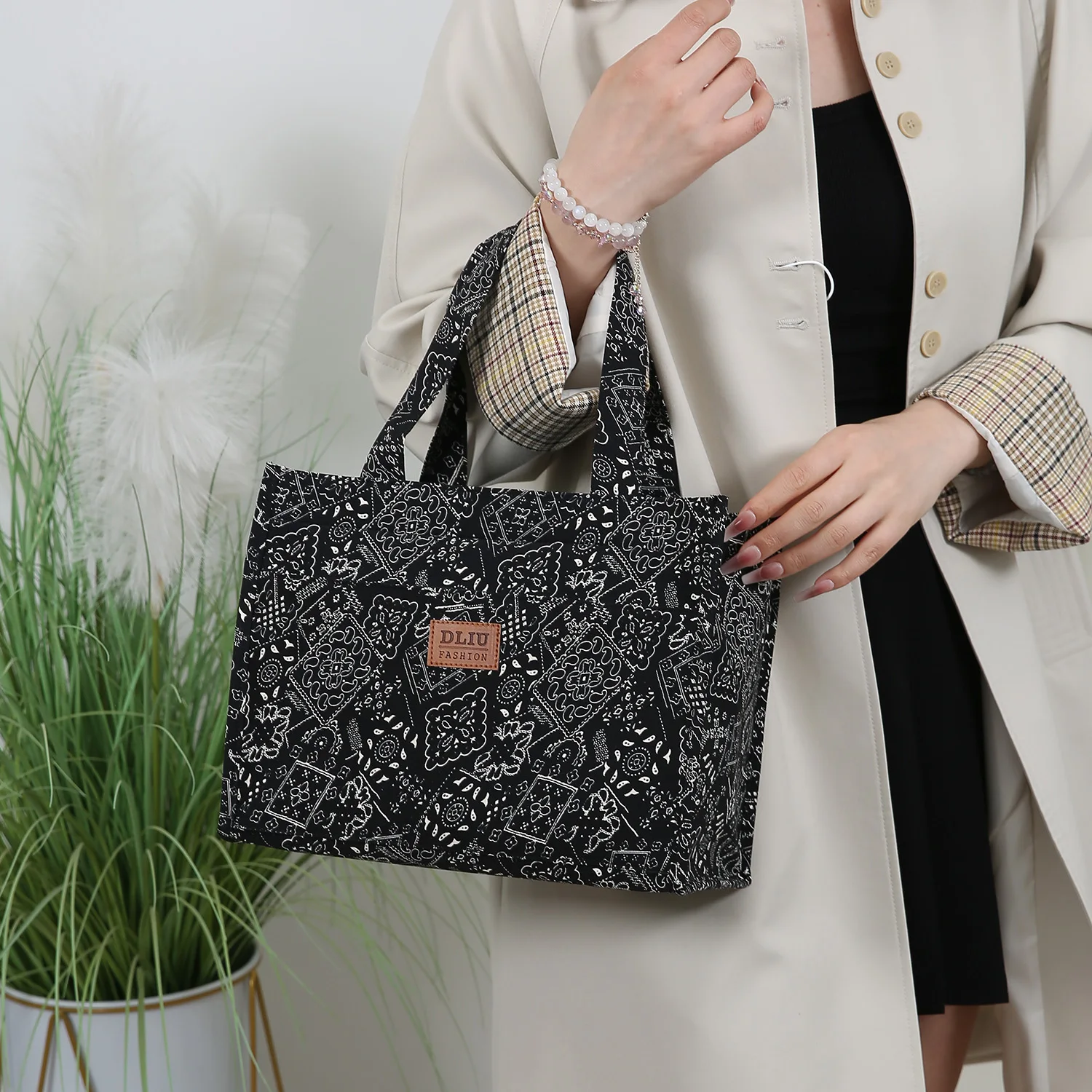 New Large-Capacity Lunch Bag, Lined with Aluminum Foil, Thickened Fabric, Cloth Bag, Portable Handbag, Lunch Box Storage Bag