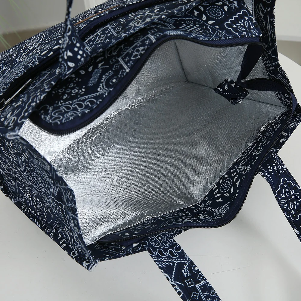 New Large-Capacity Lunch Bag, Lined with Aluminum Foil, Thickened Fabric, Cloth Bag, Portable Handbag, Lunch Box Storage Bag