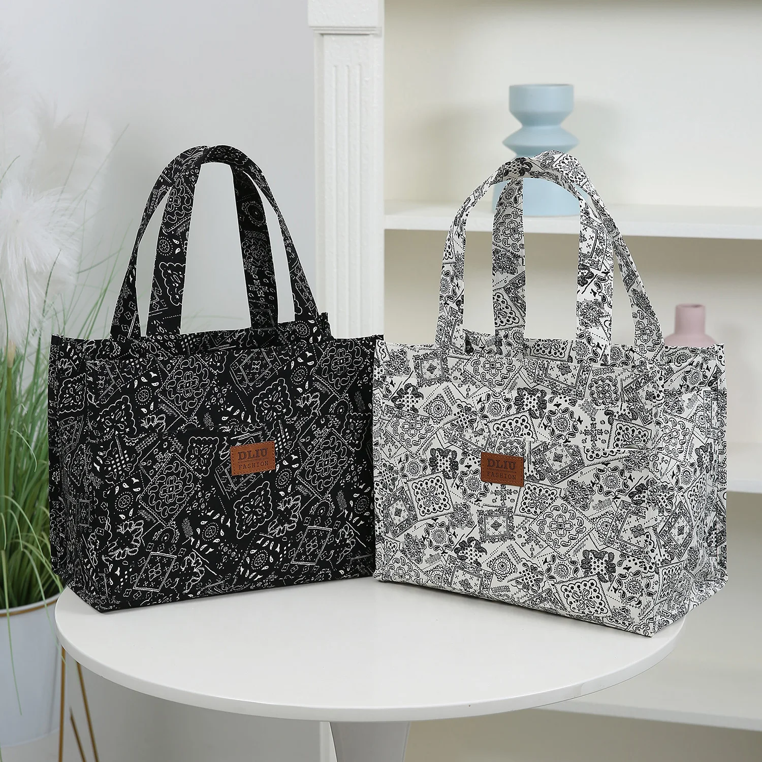 New Large-Capacity Lunch Bag, Lined with Aluminum Foil, Thickened Fabric, Cloth Bag, Portable Handbag, Lunch Box Storage Bag
