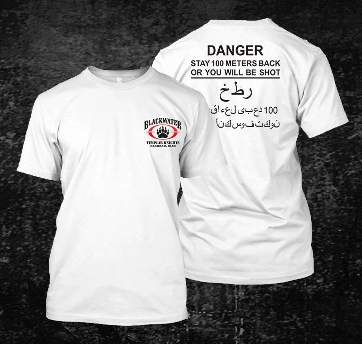 Blackwater Templar Knight Danger Shot - Custom Men's Back and Front T-Shirt Tee