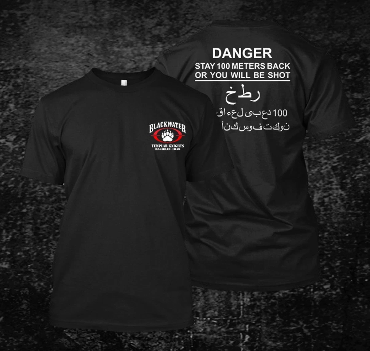 Blackwater Templar Knight Danger Shot - Custom Men's Back and Front T-Shirt Tee