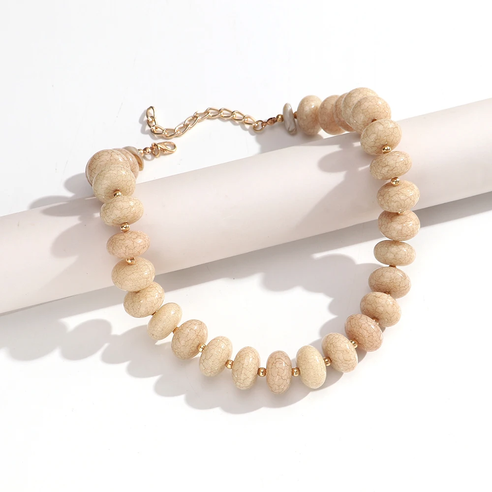 Fashion Crack Geometric Oval Beads Choker Necklace Unique Acrylic Abacus Bead Collar Necklaces Novelty Party Jewelry Gifts