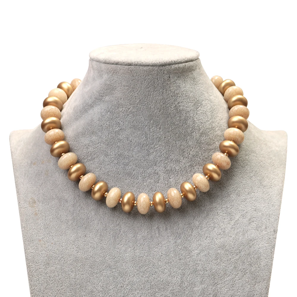 Fashion Crack Geometric Oval Beads Choker Necklace Unique Acrylic Abacus Bead Collar Necklaces Novelty Party Jewelry Gifts