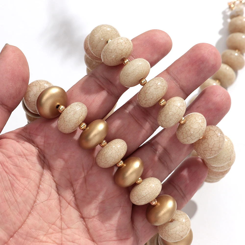 Fashion Crack Geometric Oval Beads Choker Necklace Unique Acrylic Abacus Bead Collar Necklaces Novelty Party Jewelry Gifts