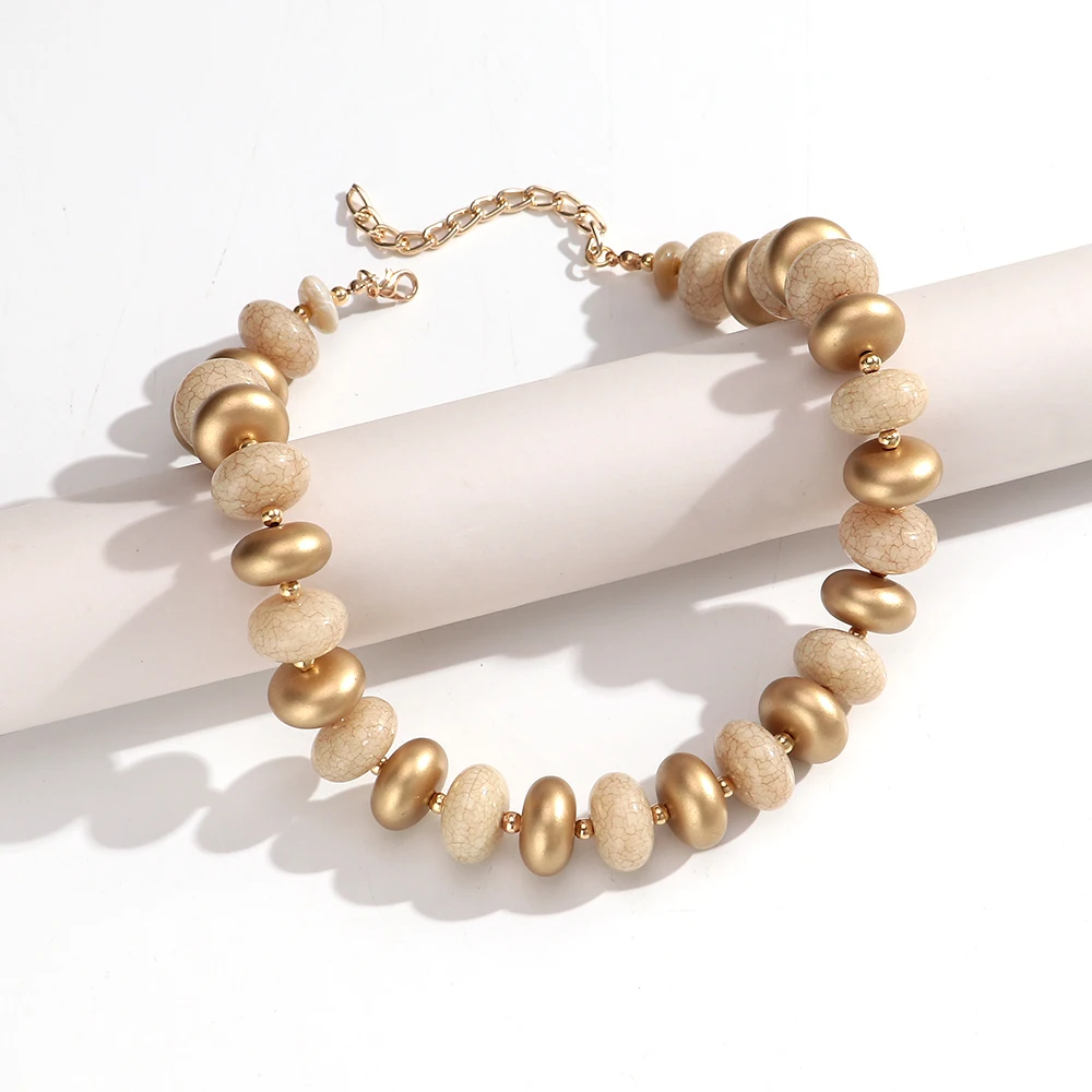 Fashion Crack Geometric Oval Beads Choker Necklace Unique Acrylic Abacus Bead Collar Necklaces Novelty Party Jewelry Gifts