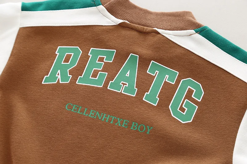 2026Spring New Baby Boys Clothing Sets Letter Print Color Matching Long Sleeve Sweatshirt Tops + Pants Children's Casual Clothes