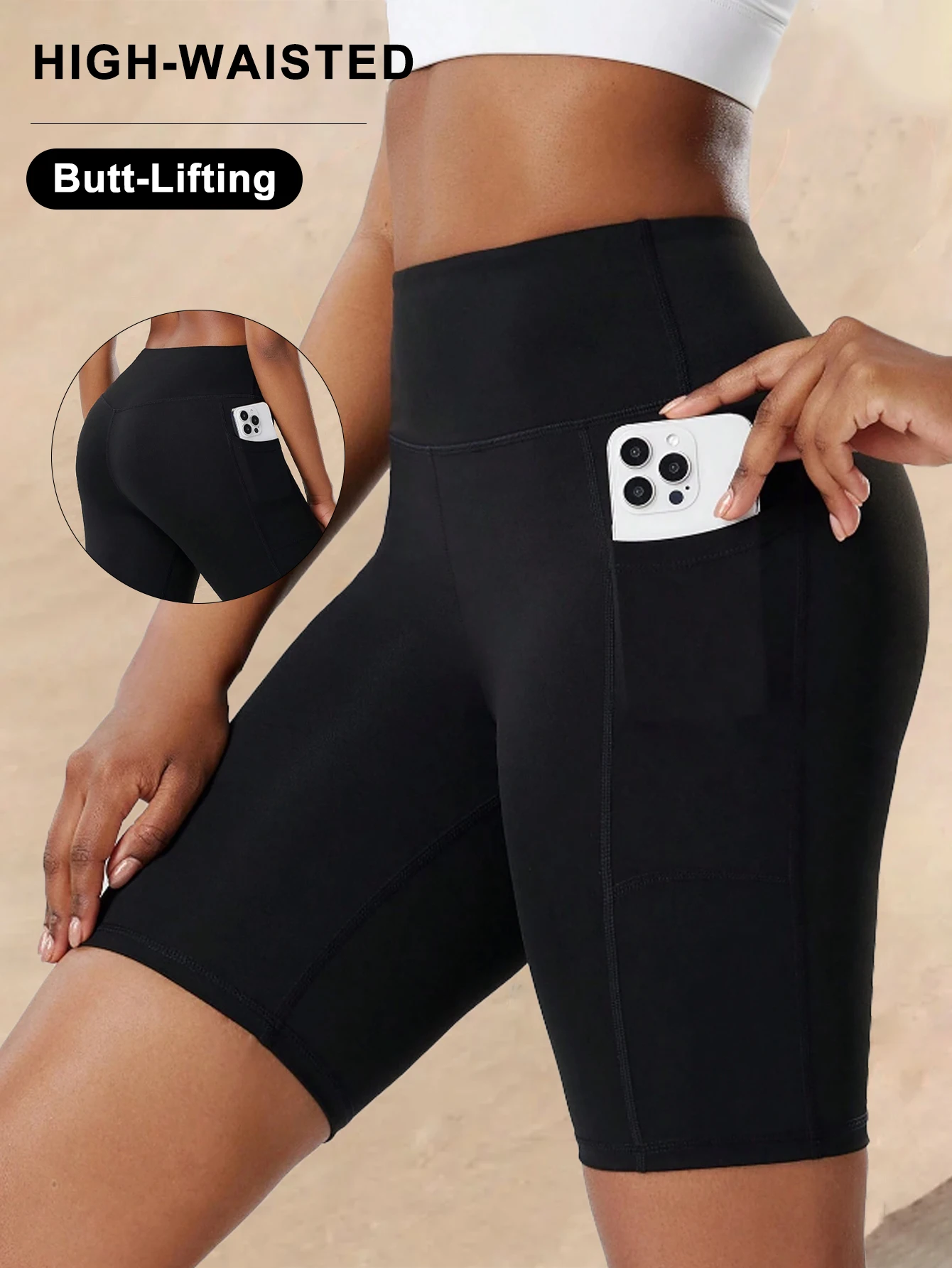 Women High Waist Hip Lifting Sports Leggings Shorts Slimming Running Training Quick Drying Breathable Trousers Gym Slim Shorts