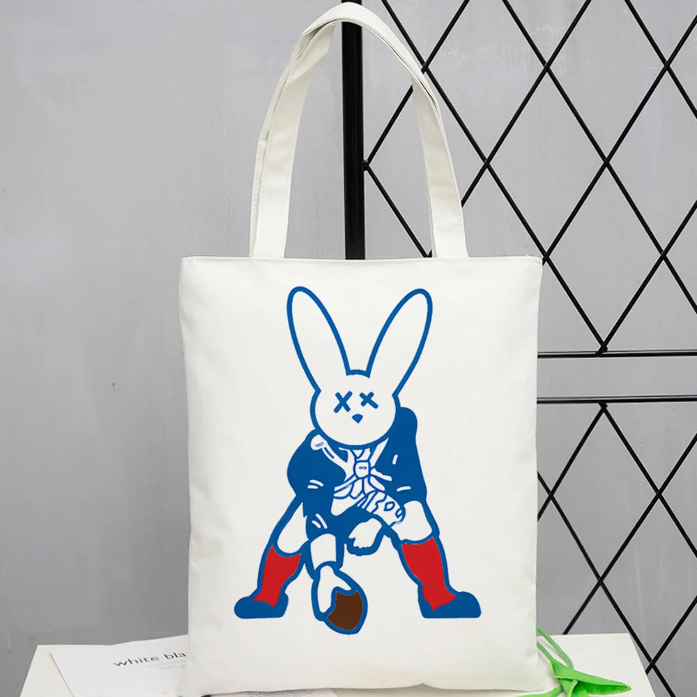 Bad Bunny tote bag einkaufstasche personnalisable foldable reusable shoulder femme