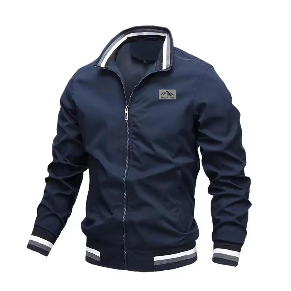 Spring and Autumn Men's Stand-Up Collar Casual Jacket for Outdoor Activities Men's Windproof Cycling, Fishing, Hiking Stretchy C