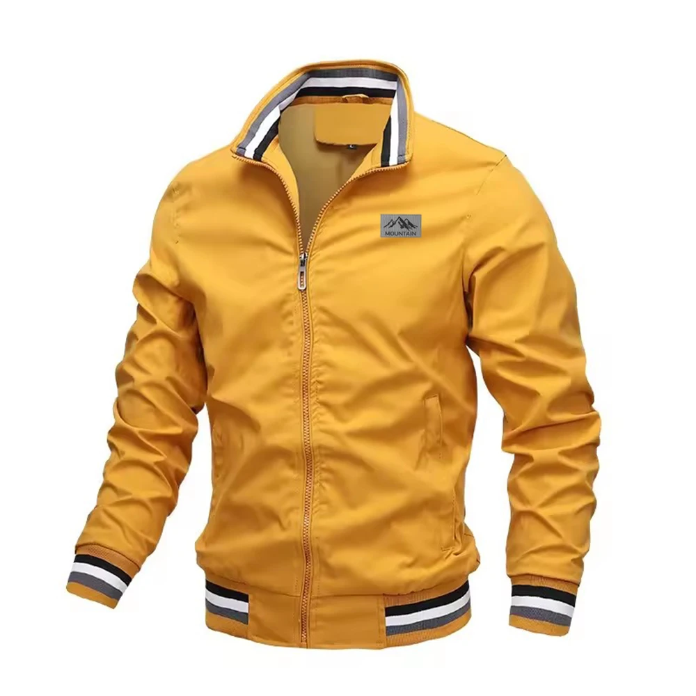 Spring and Autumn Men's Stand-Up Collar Casual Jacket for Outdoor Activities Men's Windproof Cycling, Fishing, Hiking Stretchy C