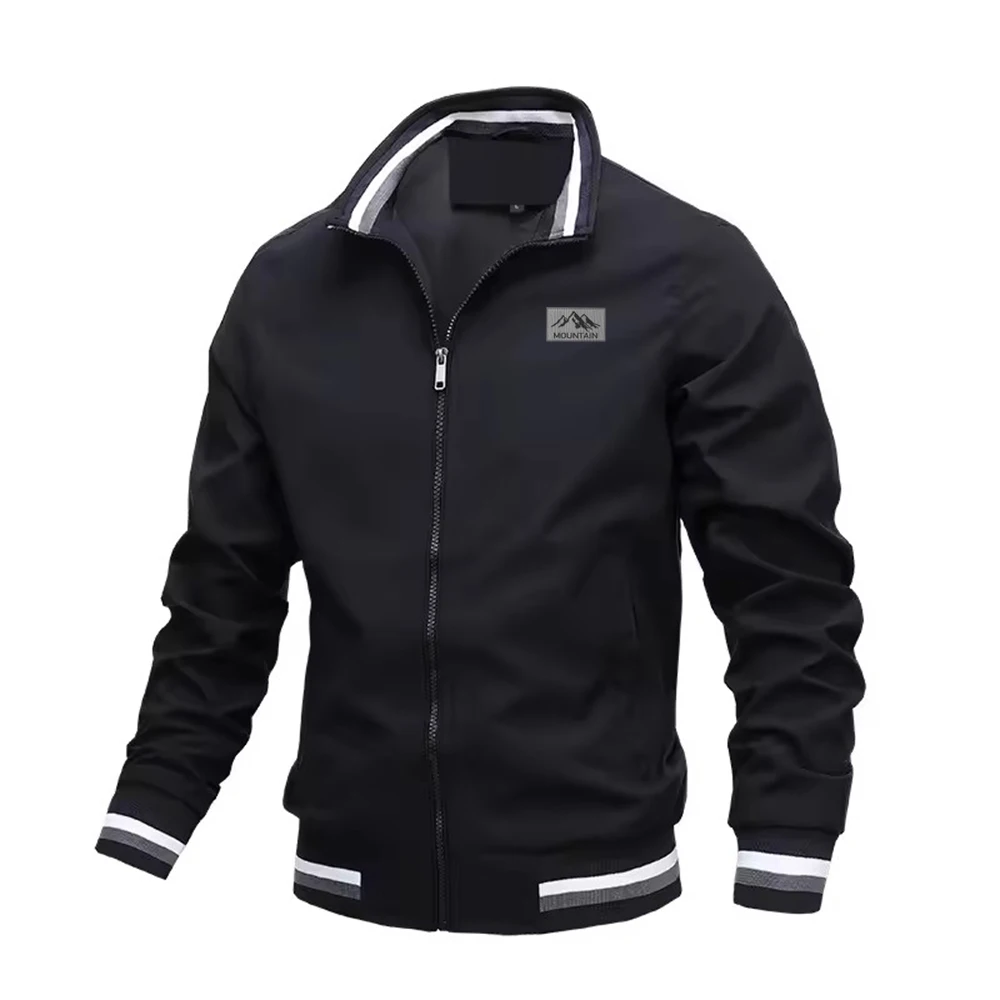Spring and Autumn Men's Stand-Up Collar Casual Jacket for Outdoor Activities Men's Windproof Cycling, Fishing, Hiking Stretchy C