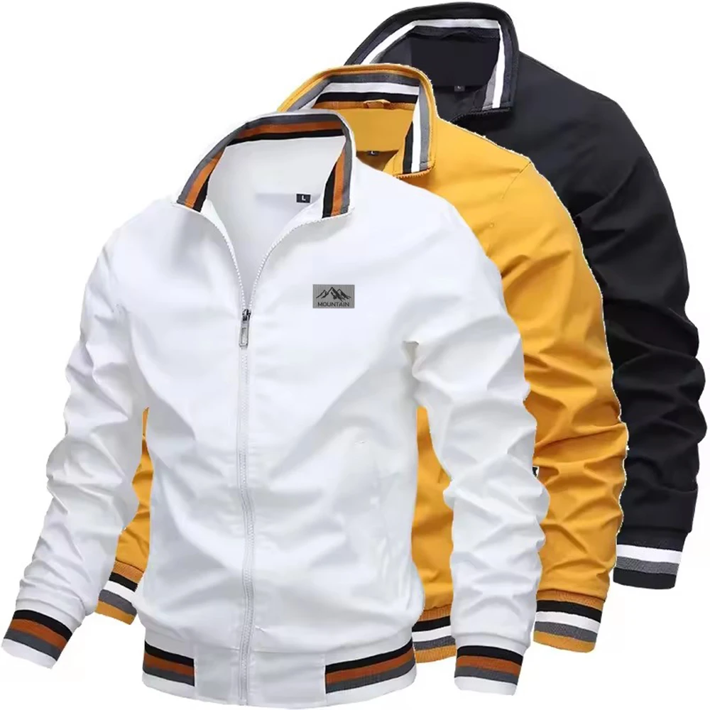 Spring and Autumn Men's Stand-Up Collar Casual Jacket for Outdoor Activities Men's Windproof Cycling, Fishing, Hiking Stretchy C