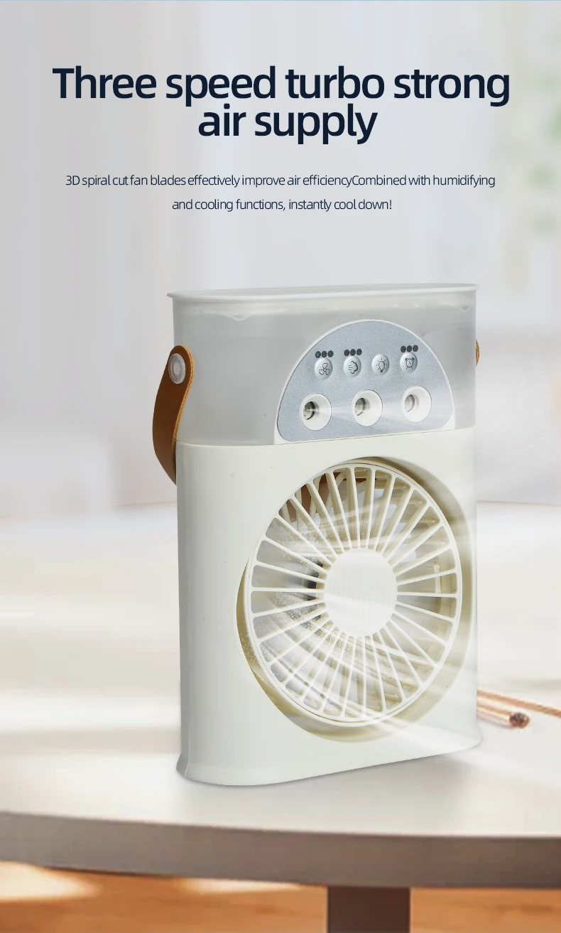 New Mini Air Cooler USB Small Air Conditioning 3-hole Spray Fan Multi-functional Water Cooling Portable Household