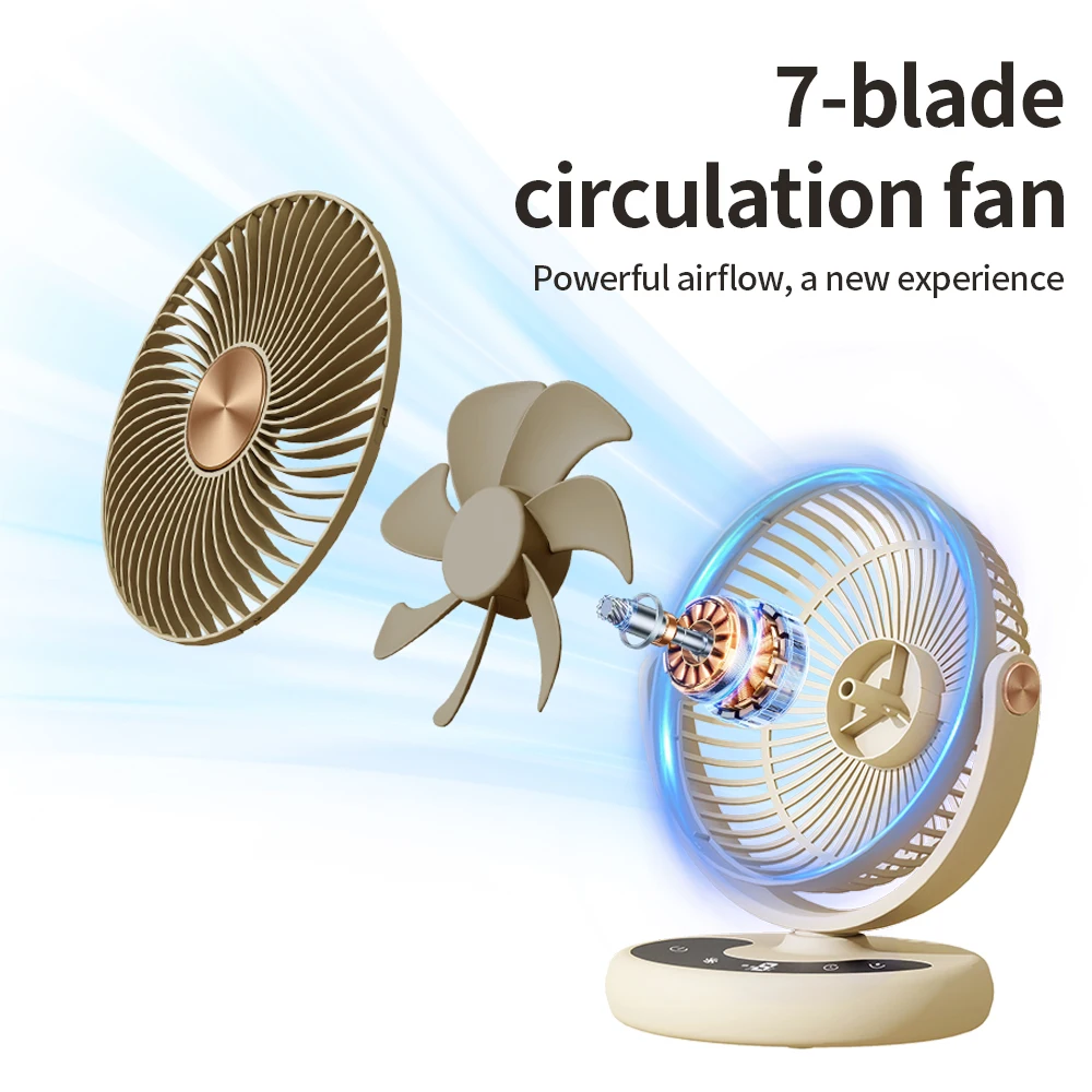 KASYDoFF USB Fans Indoor Fan 8 Inch Fan Portable with 5 Gears Quiet on Mini Table Fan Oscillation Fan