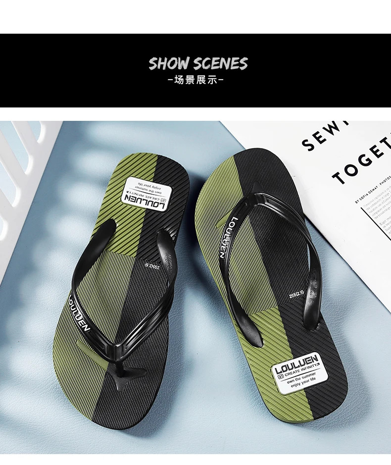 Color Blocked Flip Flops Summer Men's Shoes Vacation Beach Shoes Soft House Slides Wear Resistant Slip Resistant Lightweight