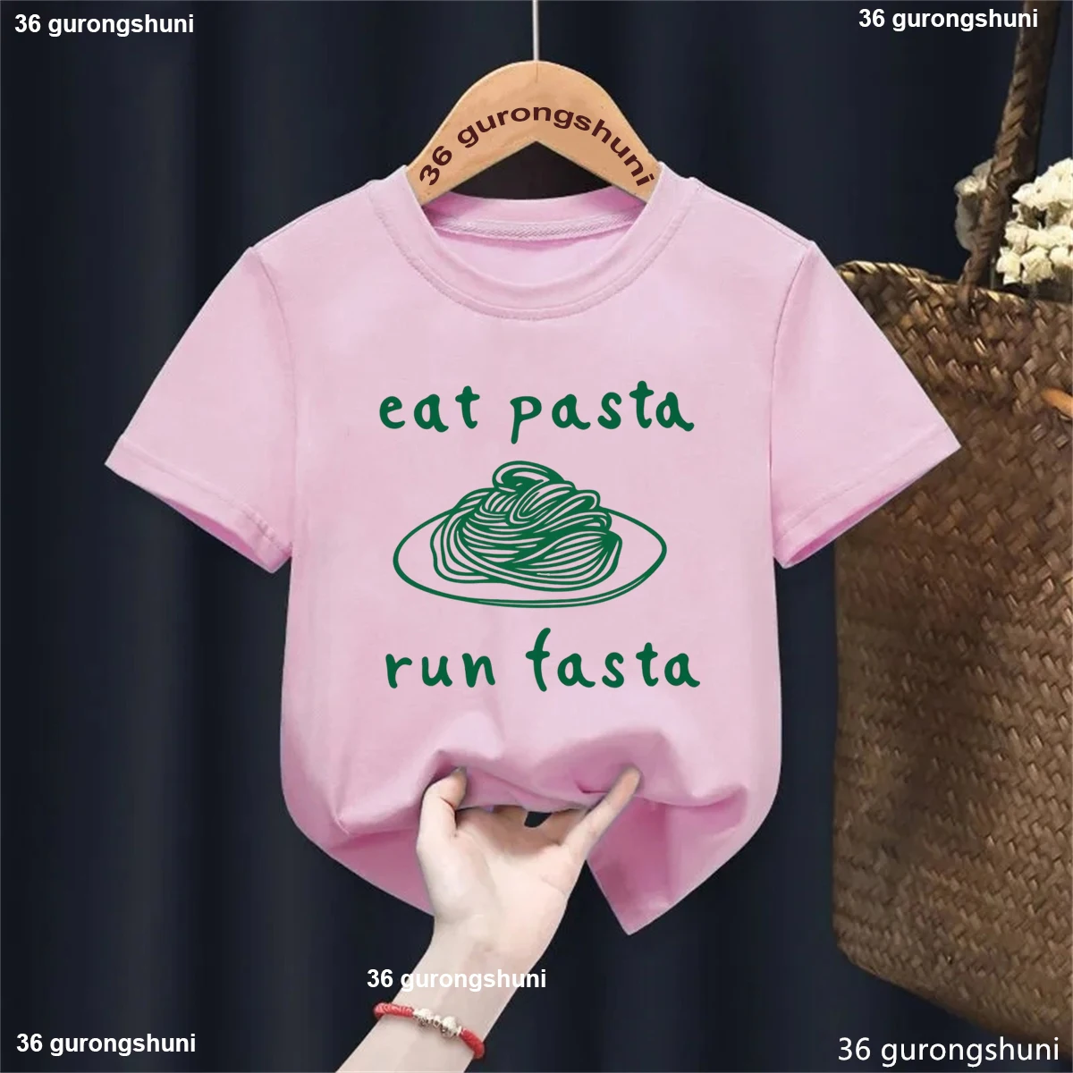 Eat Pasta Run Fasta T-Shirt | Funny Foodie Graphic Print T-Shirt Boys, Running Pasta Shirt Summer Fashion Boys Clothes shirt Top