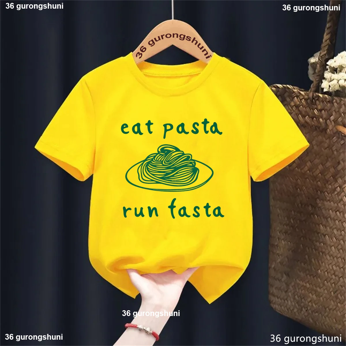Eat Pasta Run Fasta T-Shirt | Funny Foodie Graphic Print T-Shirt Boys, Running Pasta Shirt Summer Fashion Boys Clothes shirt Top