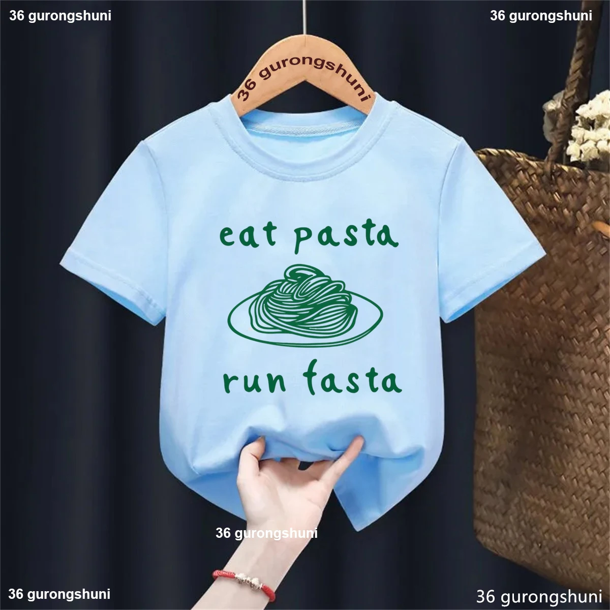 Eat Pasta Run Fasta T-Shirt | Funny Foodie Graphic Print T-Shirt Boys, Running Pasta Shirt Summer Fashion Boys Clothes shirt Top