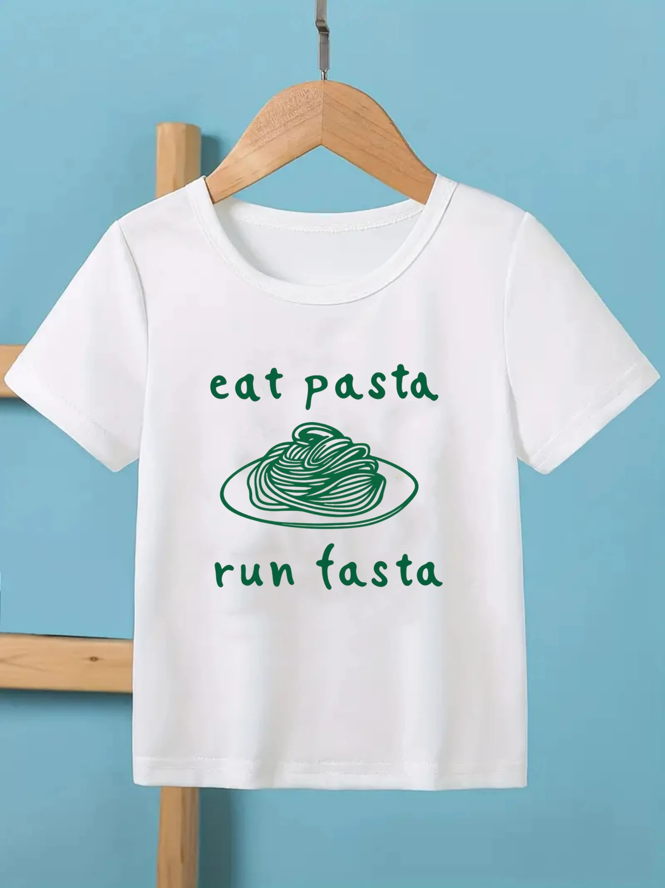 Eat Pasta Run Fasta T-Shirt | Funny Foodie Graphic Print T-Shirt Boys, Running Pasta Shirt Summer Fashion Boys Clothes shirt Top