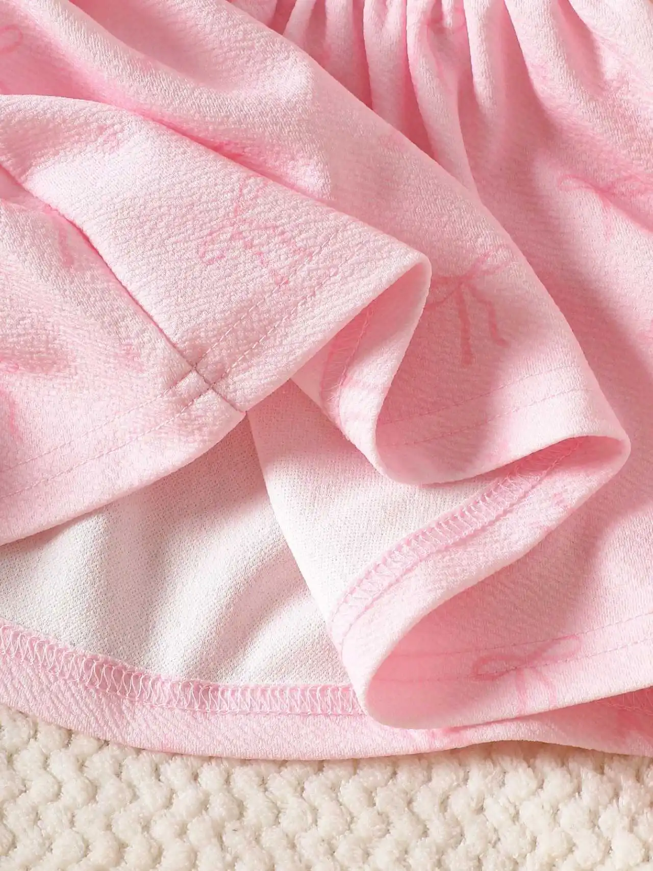 Summer New Arrival: Pink Bow-Tie Peter Pan Collar Puff Sleeve Short-Sleeve Dress for Newborn Baby Girls Sweet, Cute, Elegant, an