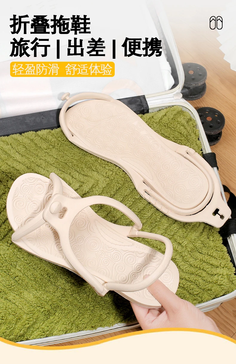 Upgraded Foldable Travel Slippers Unisex EVA Flip Flops Hotel Non Slip Bathroom Indoor Outdoor Portable Lightweight Comfortable