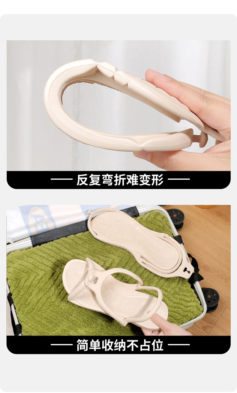 Upgraded Foldable Travel Slippers Unisex EVA Flip Flops Hotel Non Slip Bathroom Indoor Outdoor Portable Lightweight Comfortable