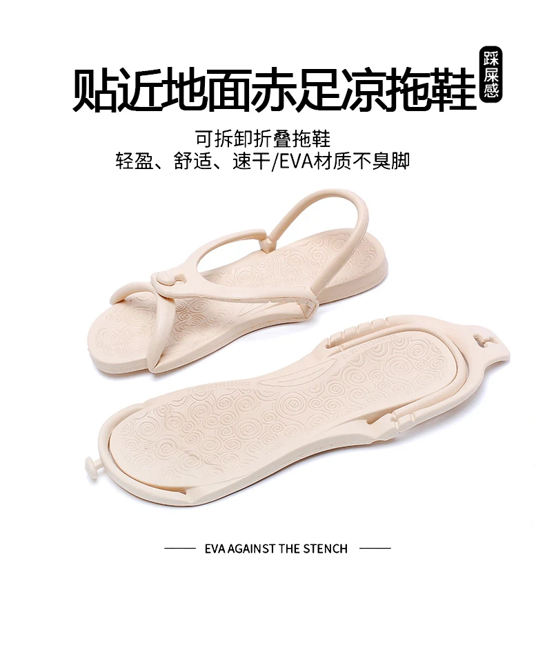 Upgraded Foldable Travel Slippers Unisex EVA Flip Flops Hotel Non Slip Bathroom Indoor Outdoor Portable Lightweight Comfortable