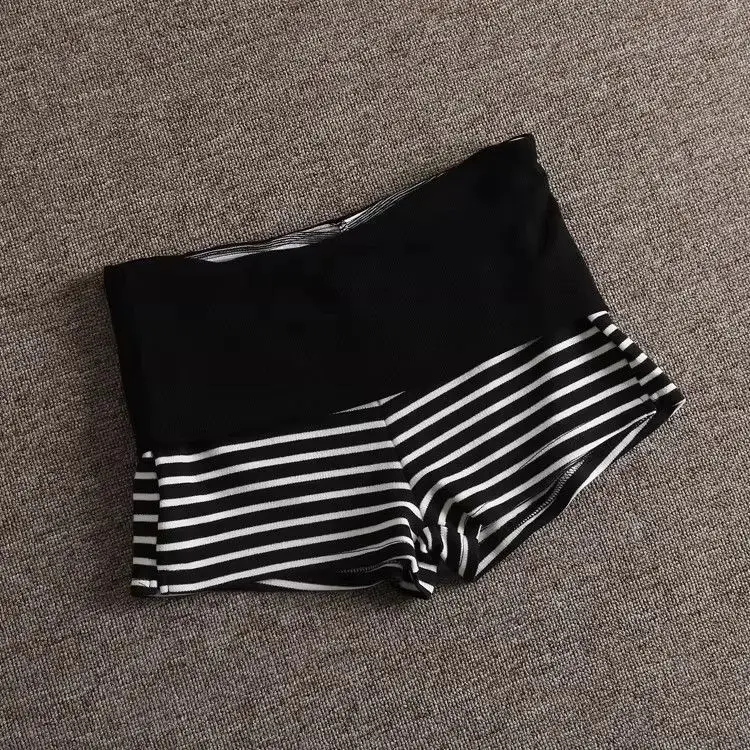 Casual Stripe Elastic Shorts Female Skinny Fold Over Low-waisted Mini Short Slim Bottoms Summer Ladies Homewear Lounge Shorts