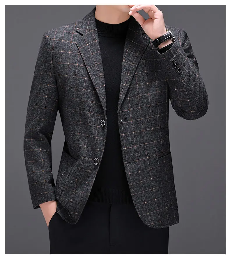 Blazer Fashionable Outdoor Travel Camping Youthful Wedding Versatile Host for Campus Leisure Korean Style Checkered Men's Blazer
