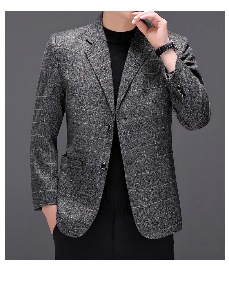 Blazer Fashionable Outdoor Travel Camping Youthful Wedding Versatile Host for Campus Leisure Korean Style Checkered Men's Blazer