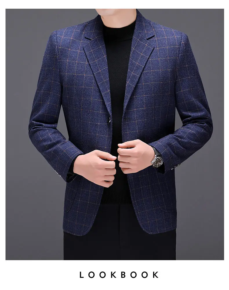 Blazer Fashionable Outdoor Travel Camping Youthful Wedding Versatile Host for Campus Leisure Korean Style Checkered Men's Blazer
