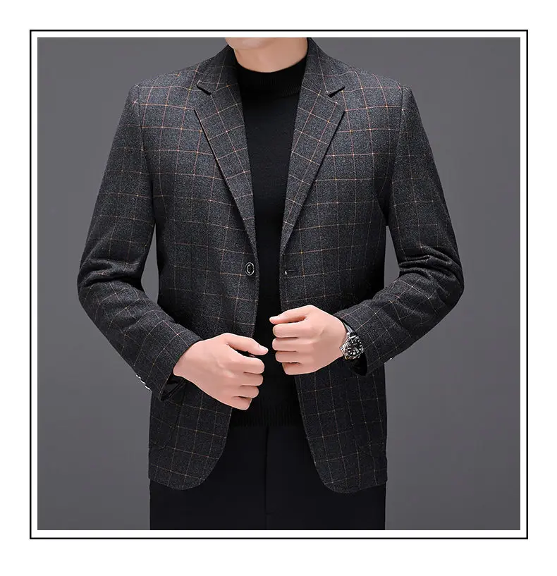 Blazer Fashionable Outdoor Travel Camping Youthful Wedding Versatile Host for Campus Leisure Korean Style Checkered Men's Blazer