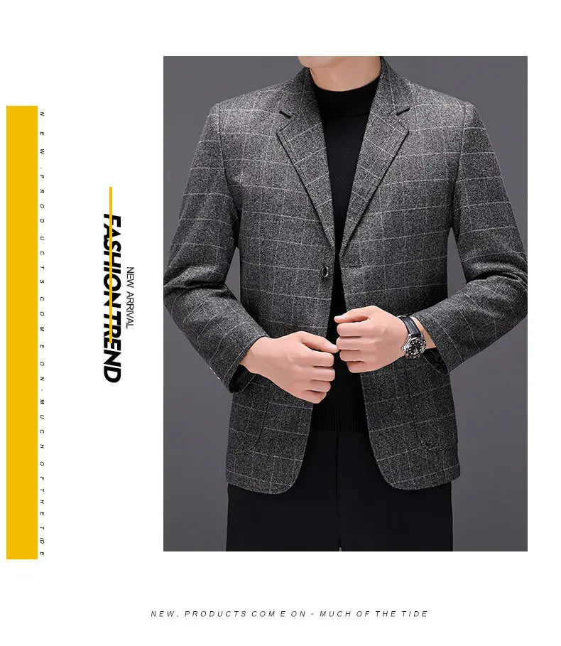 Blazer Fashionable Outdoor Travel Camping Youthful Wedding Versatile Host for Campus Leisure Korean Style Checkered Men's Blazer