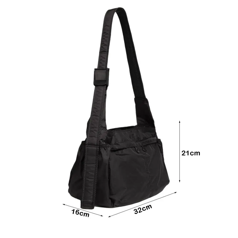 Versatile Portable Crossbody Bag Solid Color Large Capacity Messenger Bag Smooth Oxford Cloth Waterproof Shoulder Bag Unisex