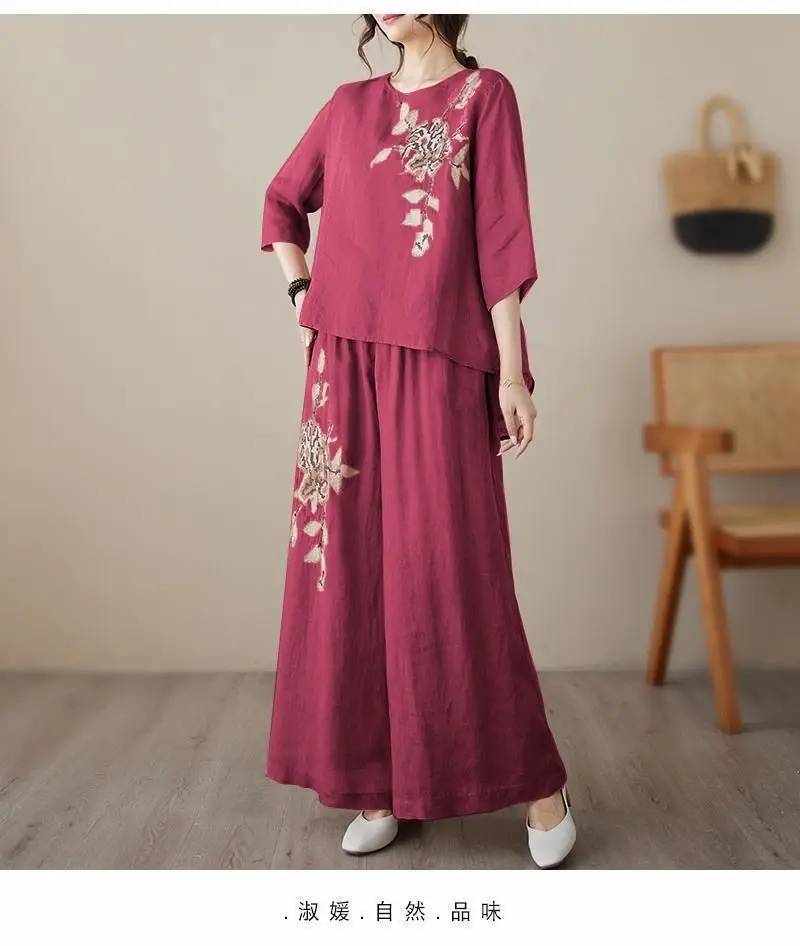 Plus Size Women's Casual Comfortable Set Cotton Linen Office Lady Fashion New Arrival Trendy Breathable