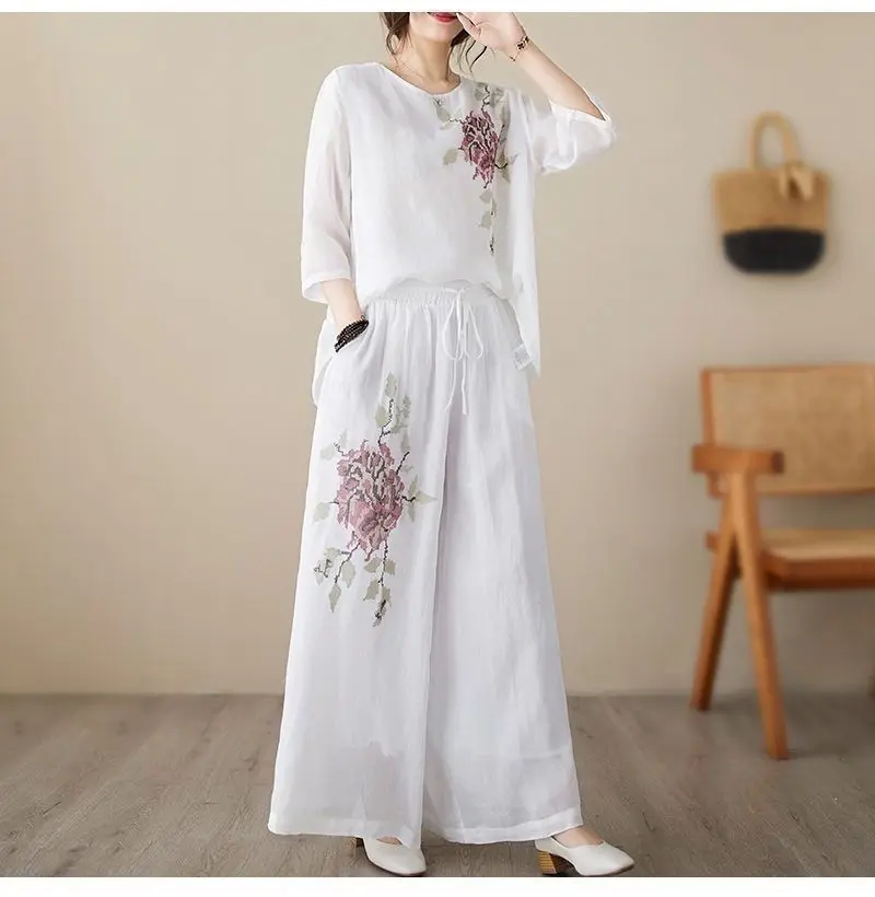 Plus Size Women's Casual Comfortable Set Cotton Linen Office Lady Fashion New Arrival Trendy Breathable