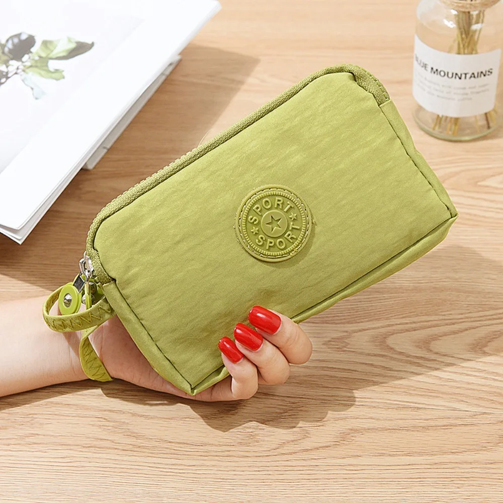 Women's Fabric Clutch Long Wallet 3-Layer Zipper Large Capacity For Phone Key Card Holder