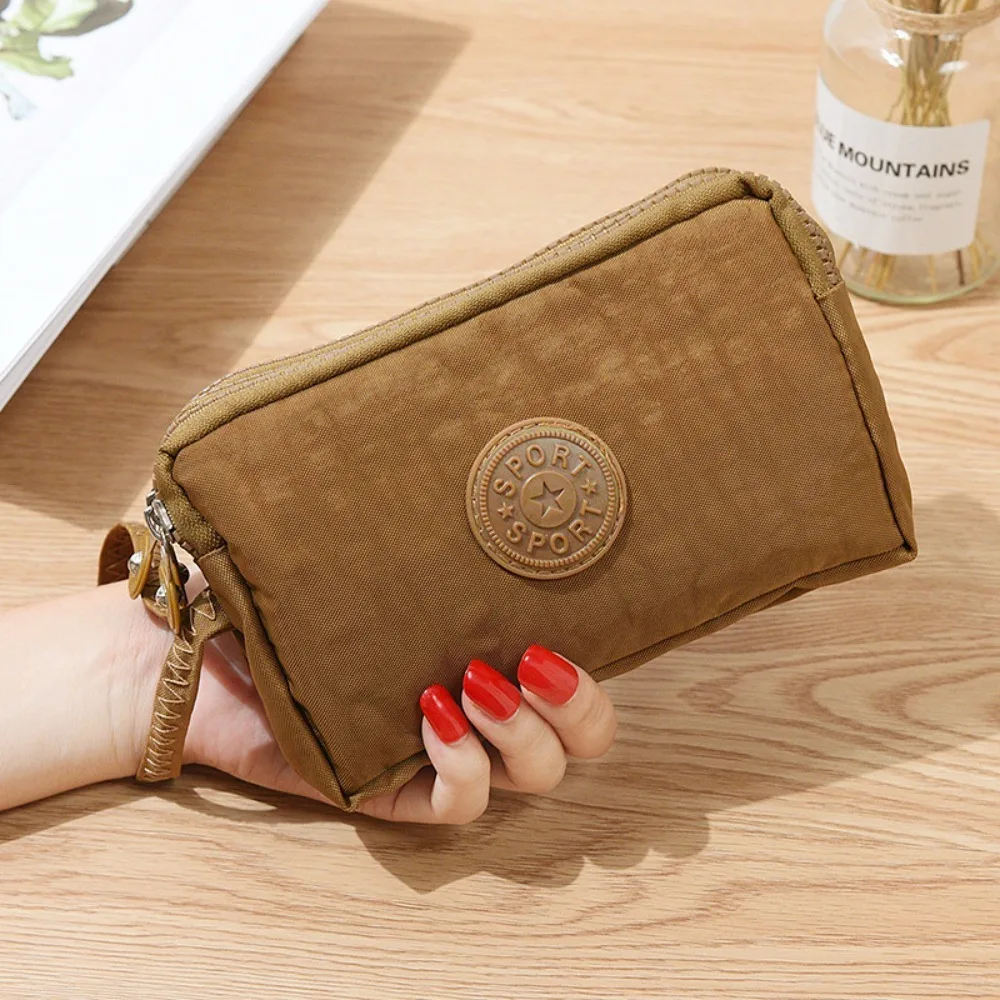 Women's Fabric Clutch Long Wallet 3-Layer Zipper Large Capacity For Phone Key Card Holder