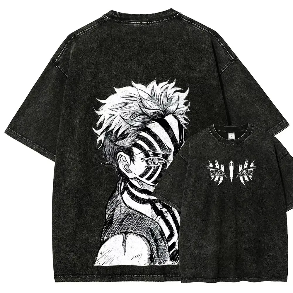 Anime Demon Slayer Graphic T Shirt Men's Clothing Women Washed Short Sleeve Tee Print Streetwear Casual Tops 2026 Summer Fashion